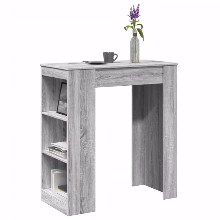vidaXL Tavolo Bar Moderno con Rastrelliera Grigio L: 95 cm, P: 47 cm, H: 103,5 cm