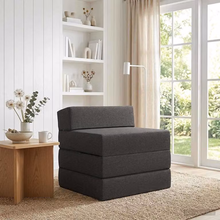 vidaXL Divano Letto Pieghevole Moderno in Tessuto Grigio con Imbottitura in Schiuma L: 200 cm, P: 70 cm, H: 63 cm