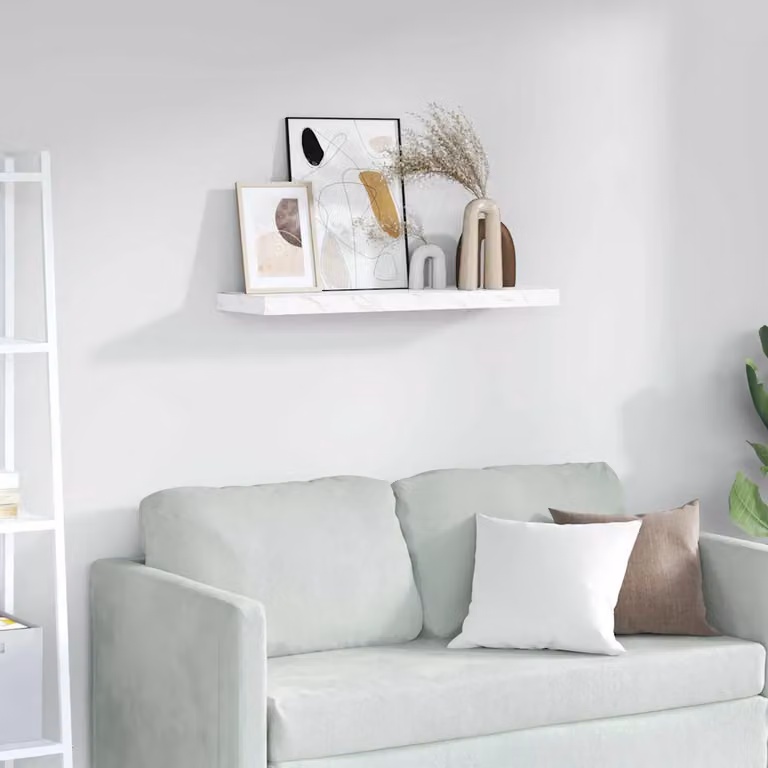 Scaffale da parete moderno vidaXL in effetto marmo bianco L: 80 cm, P: 23,5 cm, H: 3,8 cm
