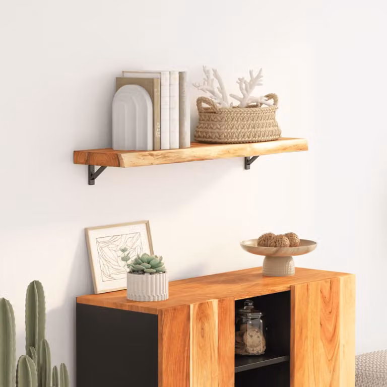 vidaXL Mensola da muro in legno di acacia rustico marrone L: 100 cm, P: 30 cm, H: 3,8 cm