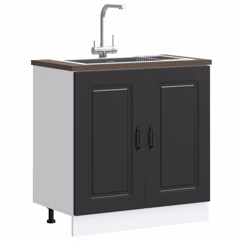 Base lavello mobile Kalmar vidaXL Nero opaco L: 80 cm, P: 46 cm, H: 81,5 cm in MDF