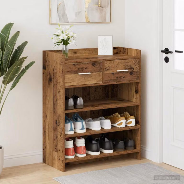 Mobile porta scarpe moderno vidaXL in legno marrone L: 73,5 cm, P: 36 cm, H: 92 cm