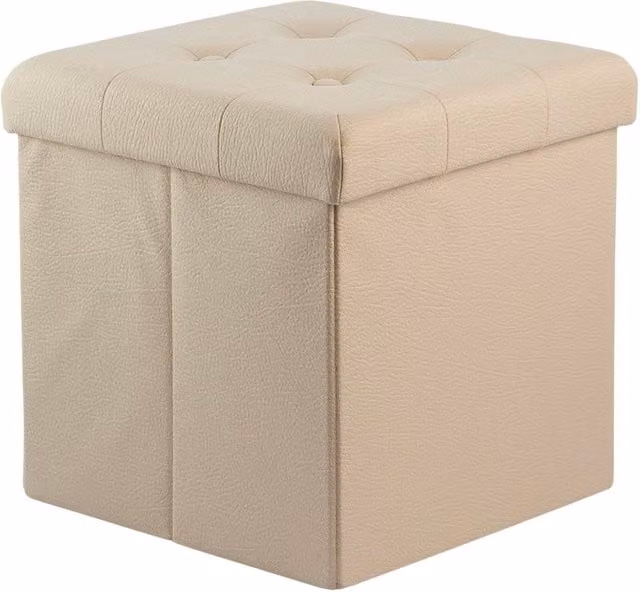 Poggiapiedi e contenitore Galileo Casa in ecopelle color beige L/P/H: 40 x 40 x 40 cm