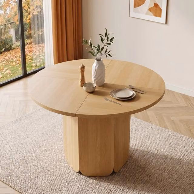 Tavolo da pranzo rotondo REDOM in MDF laminato marrone stile scandinavo Diametro: 120 cm