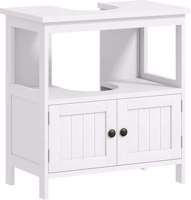 Mobile Sottolavabo kleankin con Ripiano e Armadietto a 2 Ante, Bianco, L: 60 cm, P: 30 cm, H: 60 cm