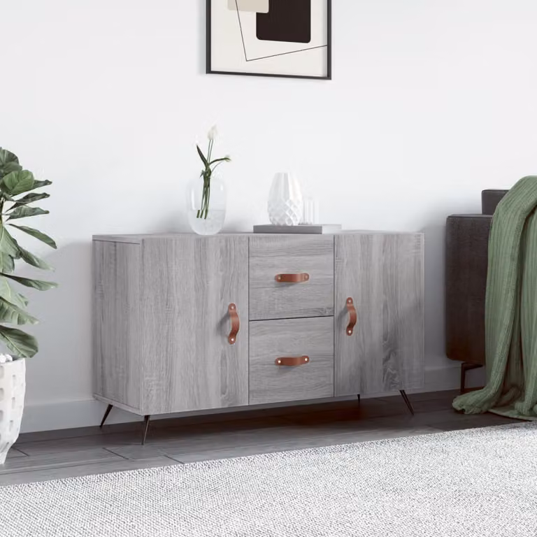 Credenza moderna vidaXL in legno multistrato e metallo, Grigio, L 100 x P 36 x H 60 cm