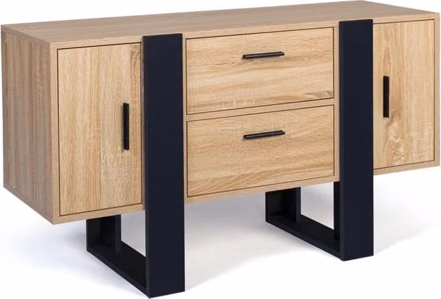 Credenza IDMarket PHOENIX in legno e nero stile industrial per la tua sala da pranzo