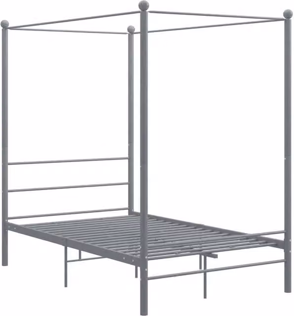 Letto a baldacchino moderno in metallo grigio lacciato per adulti L/P/H: 200 x 120 x 208 cm