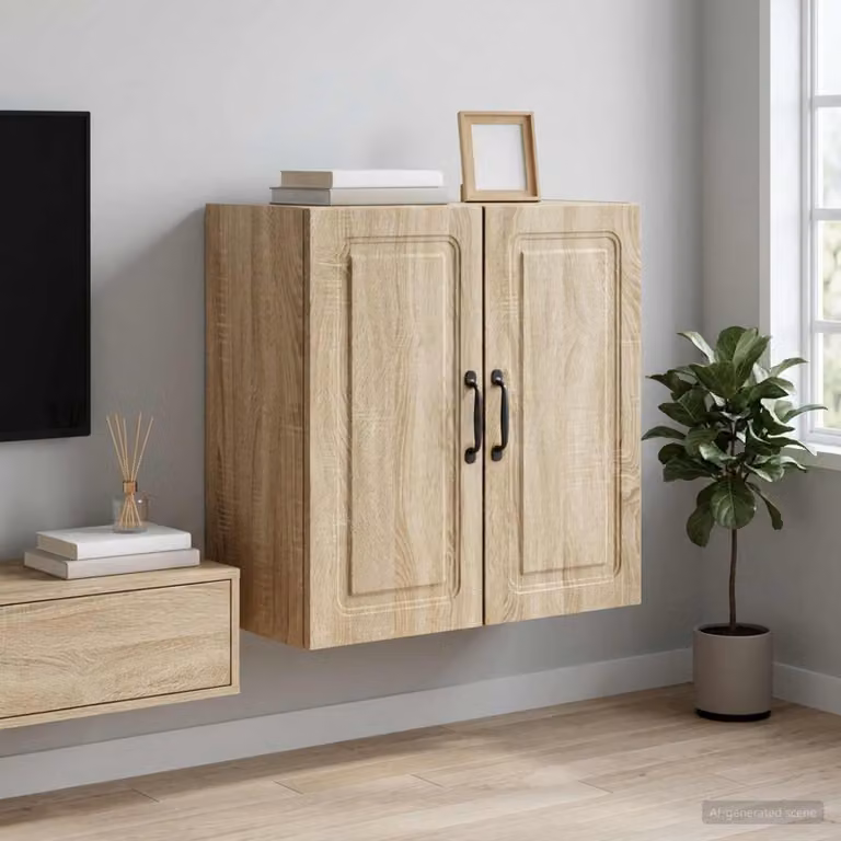 Mobiletto a muro vidaXL in legno marrone con ante a battente e ripiani regolabili L: 59 cm, P: 31 cm, H: 60 cm