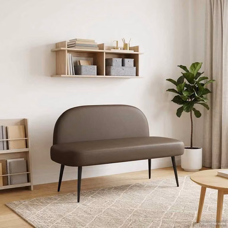 Panchina imbottita con schienale vidaXL in similpelle grigia con struttura in metallo e MDF L/P/H: 110 x 60 x 76 cm