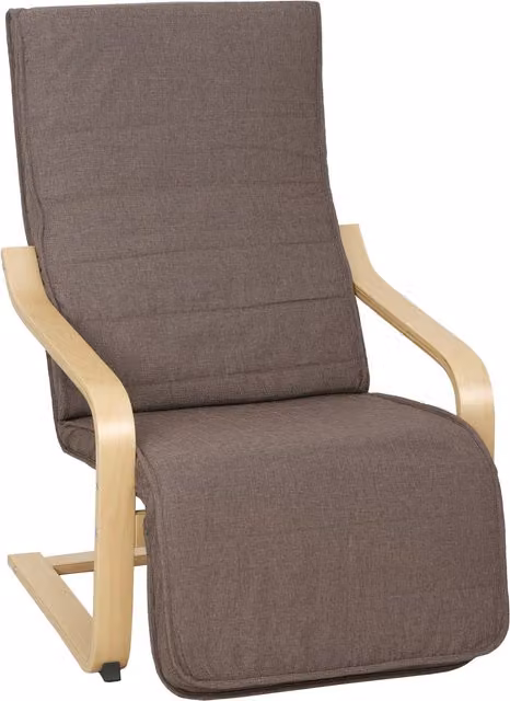 Poltrona relax HOMCOM con poggiapiedi regolabile e braccioli, rivestita in tessuto, colore marrone, L/P/H: 66,5 x 94 x 100 cm