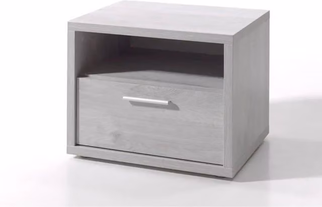 Comodino Meublorama moderno in MDF grigio opaco per camera da letto o cameretta dei bambini