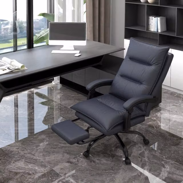 Sedia da ufficio executive reclinabile con massaggio, funzione riscaldante, poggiapiedi e poggiatesta in microfibra grigia L/P/H: 121.5 x 74 x 66 cm