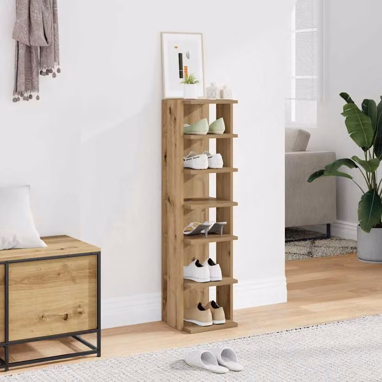 Scarpiera da parete moderna vidaXL in legno marrone con ripiani piatti L/P/H: 28 x 27 x 102 cm