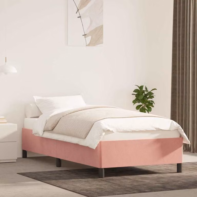 vidaXL Giroletto in Velluto Rosa senza Materasso L/P/H: 190 x 90 x 35 cm