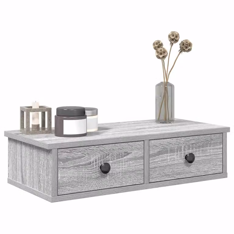 Scaffale a parete con cassetti vidaXL Grigio in MDF L: 60 cm, P: 28 cm, H: 15 cm