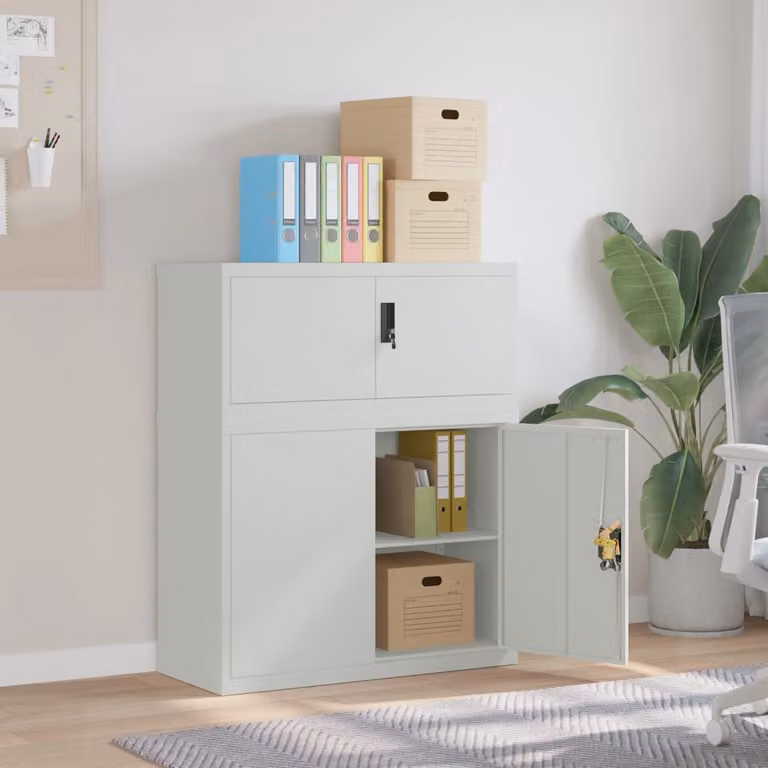 Armadio Classificatore vidaXL in Metallo Grigio con Ripiani Regolabili e Serratura L/P/H: 90 x 40 x 110 cm