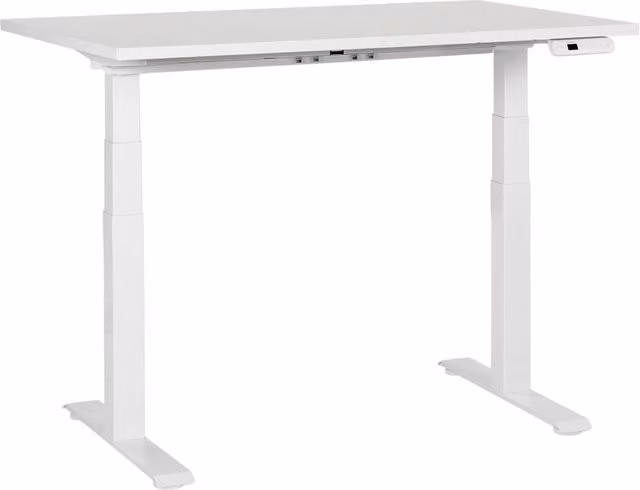 Scrivania regolabile in altezza elettrica BELIANI bianca con piano in MDF e struttura in metallo L: 120 cm, P: 72 cm, H: 128 cm