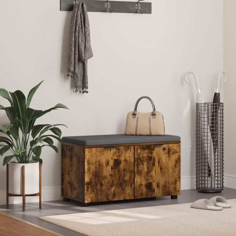 vidaXL Panca per ingresso con scarpiera moderna in colore marrone quercia L: 80 cm, P: 38 cm, H: 46 cm