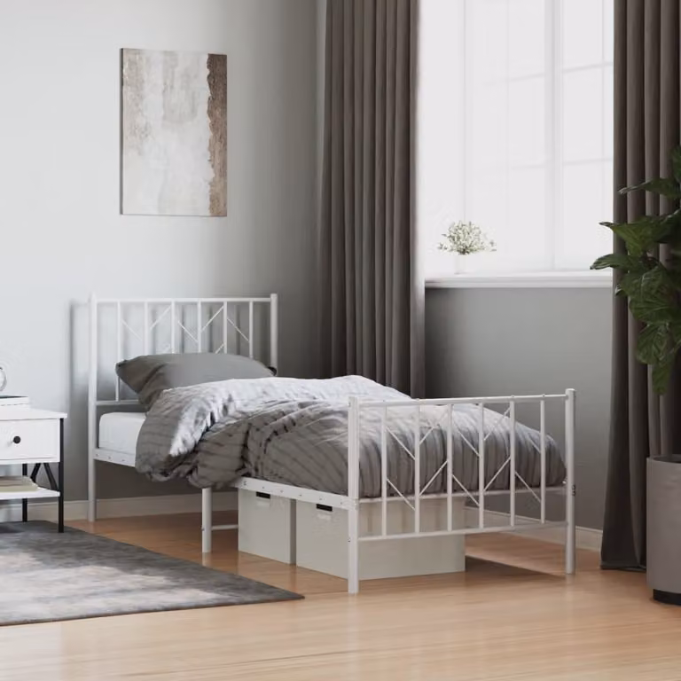vidaXL Giroletto in metallo con testiera e pediera, Bianco, L 80 cm x P 200 cm