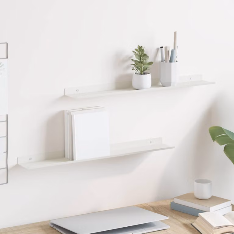 Set di 2 mensole sospese vidaXL in metallo bianco opaco L 60 cm x P 8,5 cm x H 2,5 cm