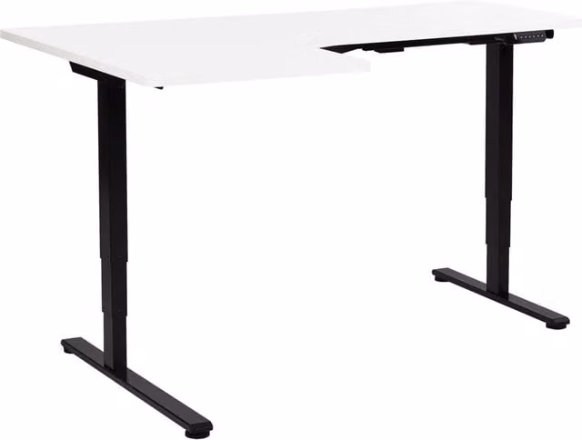 Scrivania elettrica regolabile in altezza BELIANI per ufficio in stile moderno, piano bianco e nero, L 160 x P 59 cm