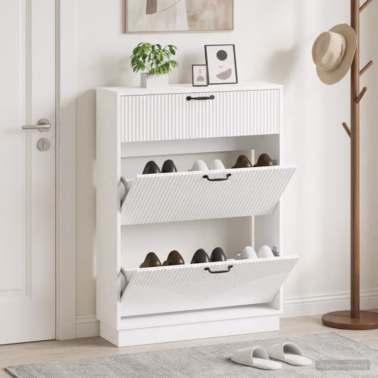 Scarpiera mobile vidaXL HOORN in legno ingegnerizzato e metallo, L: 78 cm, P: 24 cm, H: 100 cm