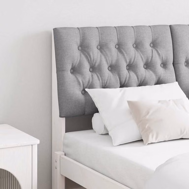 Testiera imbottita vidaXL in pino massello Grigio chiaro 140 cm