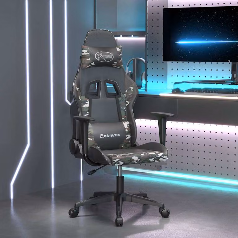 Sedia Gaming vidaXL con Poggiapiedi e Poggiatesta, Rivestimento in Similpelle, Nero e Multicolore con Design Sportivo e Ruote