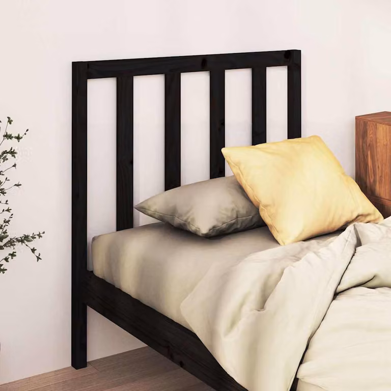 Testiera per letto vidaXL in legno massello di pino nero, stile rustico, L 96 cm x P 4 cm x H 100 cm