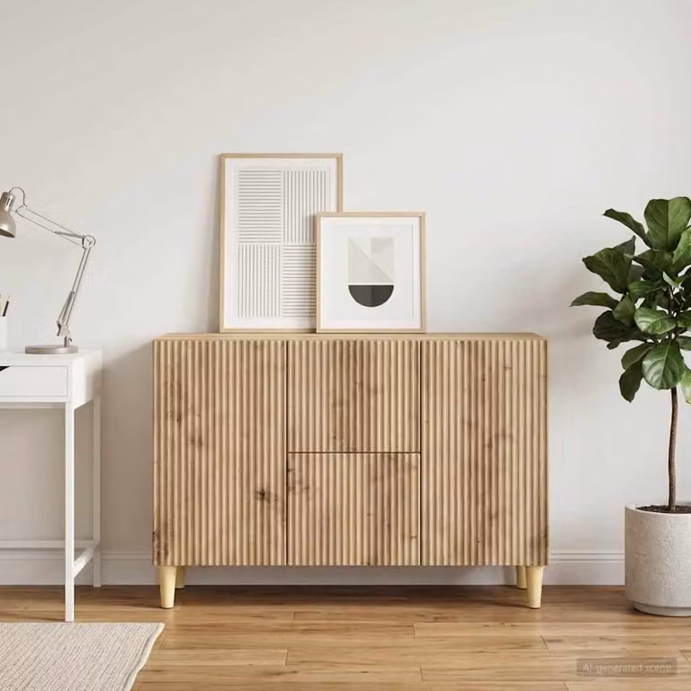 Credenza moderna vidaXL in rovere color beige e marrone, L: 89 cm, P: 34,5 cm, H: 60 cm