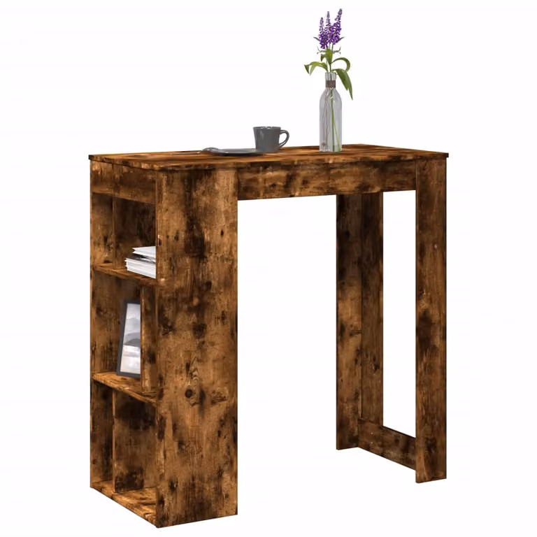 vidaXL Tavolo Bar con Rastrelliera in Rovere Marrone, L 102 cm x P 50 cm x H 103,5 cm