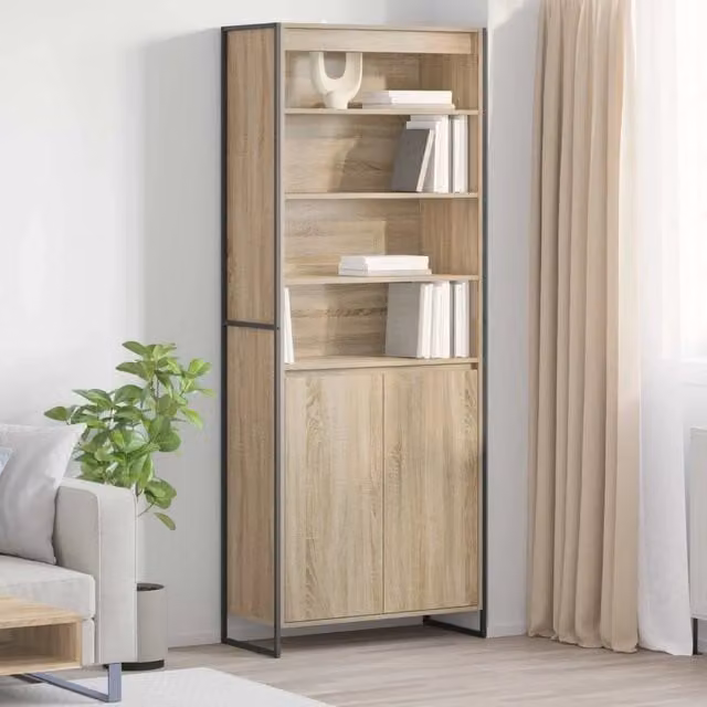 Armadio alto vidaXL in stile industriale marrone con ante a battente e ripiani interni L: 79 cm, P: 36 cm, H: 200 cm