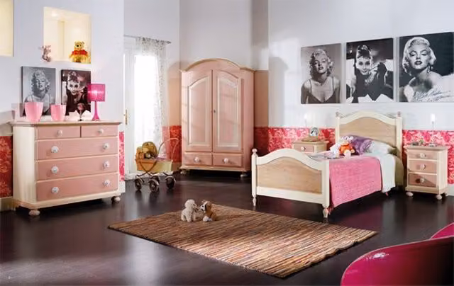 Set completo cameretta per bambini in legno massello di abete rosa Mobili 2G
