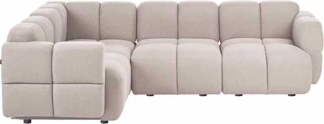 Divano angolare modulare BELIANI in tessuto beige con lato destro, stile moderno per soggiorno, L 252 x P 175 x H 86 cm