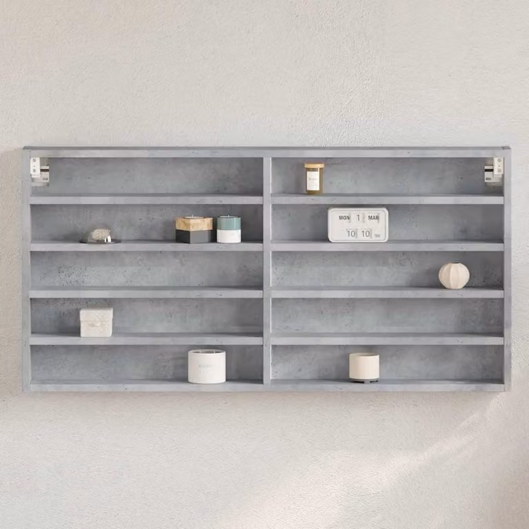 Armadietto Vetrina da Parete vidaXL Grigio con Ante in Vetro e Ripiani Interni L: 100 cm, P: 8,5 cm, H: 50 cm