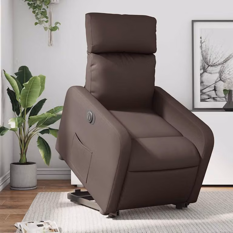 Poltrona Alzapersona Reclinabile vidaXL Marrone in Similpelle con Assistenza Elettrica per Senior