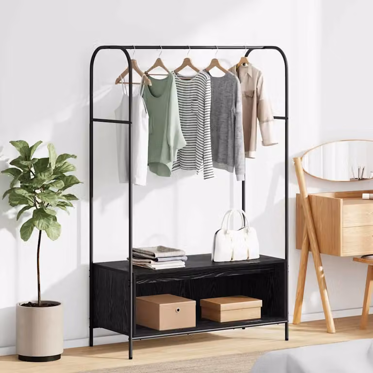 Stendibiancheria vidaXL Nero in Legno e Metallo L 100 cm x P 44 cm x H 160 cm