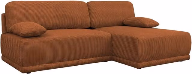 Divano angolare destro convertibile SWEEEK in velluto a coste con struttura in legno e funzione letto L/P/H: 218 x 81 x 97 cm