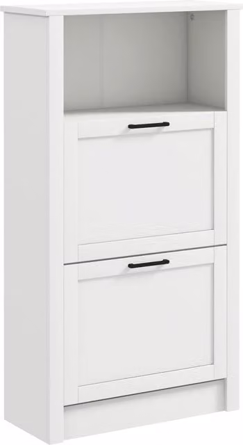 Scarpiera stretta HOMCOM con 2 ante e ripiani regolabili, contenitore per 10 paia di scarpe, Bianco, L: 58 cm, P: 24 cm, H: 105 cm