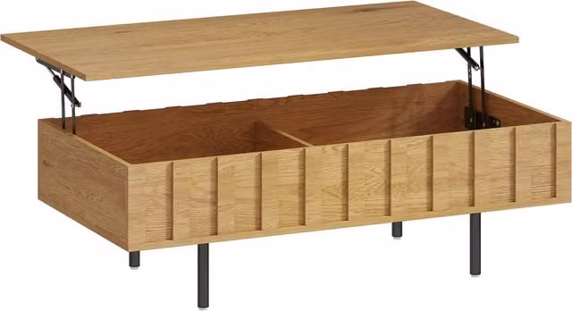 Tavolino sollevabile HOMCOM in legno rovere con 2 vani nascosti e lati zigrinati, colore marrone