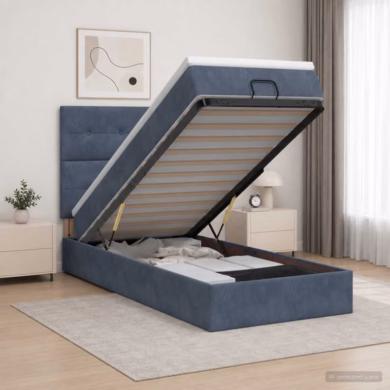 Letto ottomano con materasso vidaXL in velluto Grigio Scuro L: 80 cm, P: 200 cm, H: 128 cm