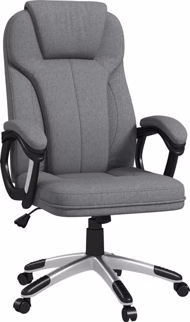 Sedia da ufficio direzionale Aosom, poltrona da scrivania regolabile in altezza con funzione oscillante e rotazione a 360 gradi, Grigio, H 120 x L 75 x P 75 cm