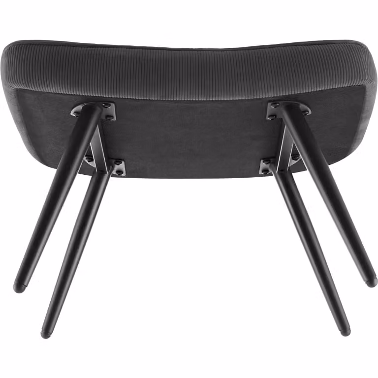 Poltrona Hygge tectake con pouf integrato, imbottitura in schiuma e tessuto velluto, colore antracite e nero, L: 100.5 cm, P: 72.0 cm, H: 76.0 cm