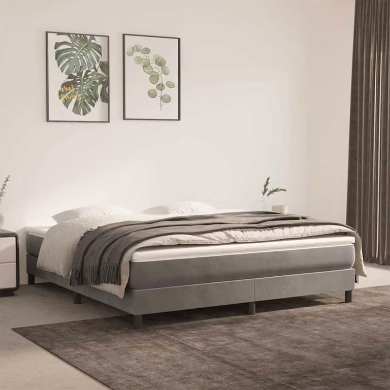vidaXL Materasso a Molle Insacchettate in Velluto Grigio Chiaro L: 152 cm, P: 203 cm, H: 20 cm