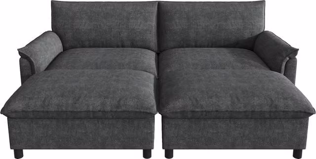 Divano modulare Cloud Aosom, forma a U con funzione letto, colore antracite/nero, rivestimento in tessuto