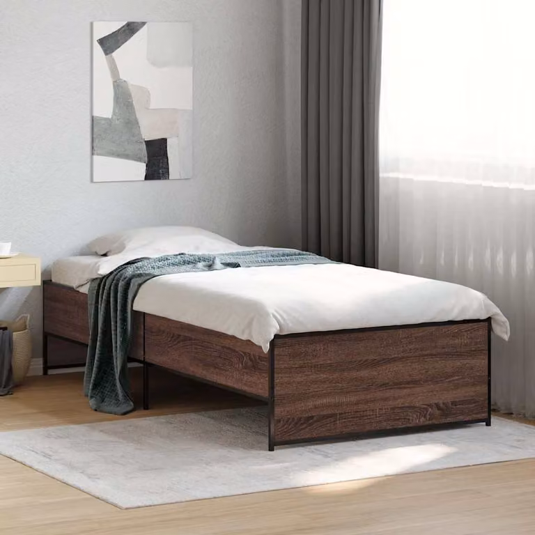Giroletto vidaXL in legno e metallo colore rovere marrone, dimensioni 90 x 190 cm