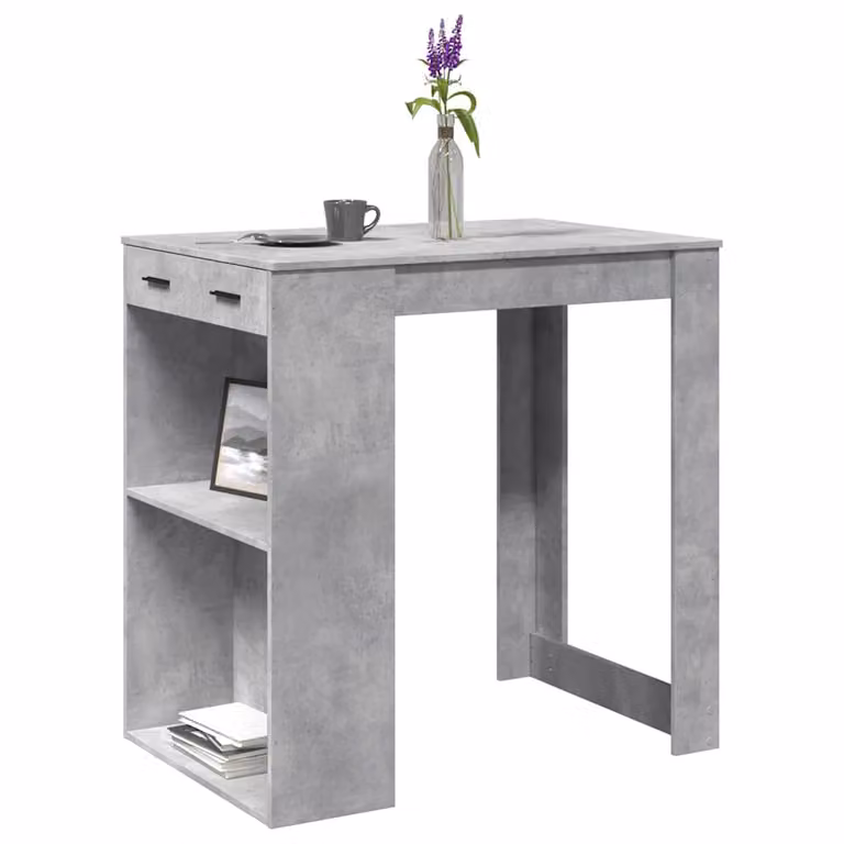 vidaXL Tavolo da Bar Rettangolare Grigio Cemento in Truciolato L: 102 cm, P: 70 cm, H: 103,5 cm
