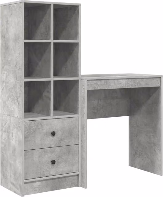 Scrivania moderna DESIGN IN con scaffale e cassetto in MDF laminato, Grigio e Marrone, L: 127,0 cm, P: 40,0 cm, H: 76,7 cm