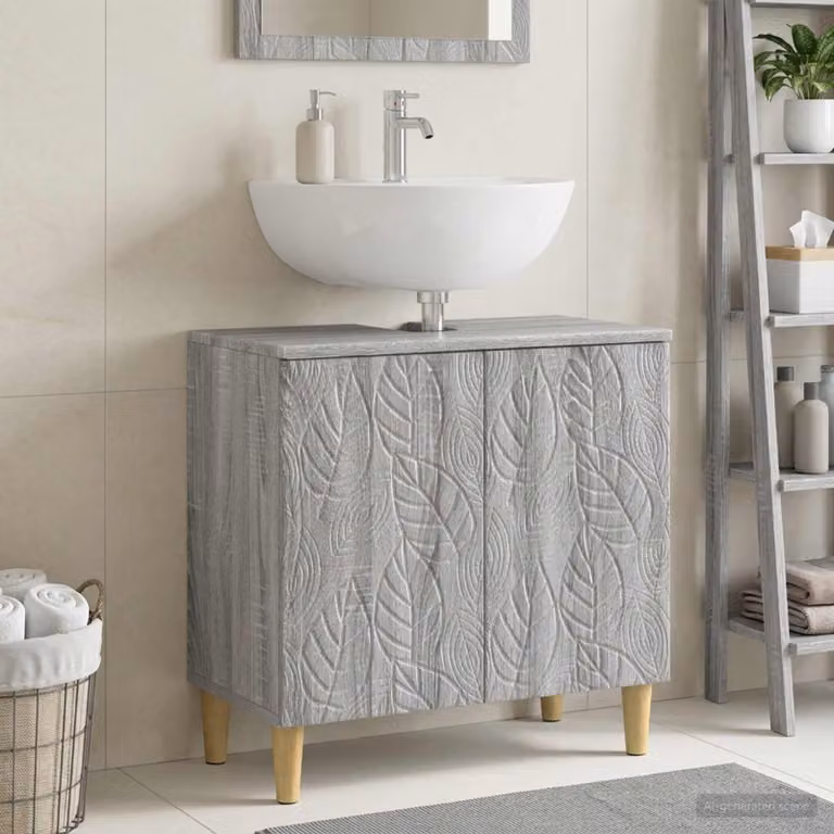 Armadio per lavabo da bagno vidaXL DELFT Sonoma grigio con ante a battente in stile moderno